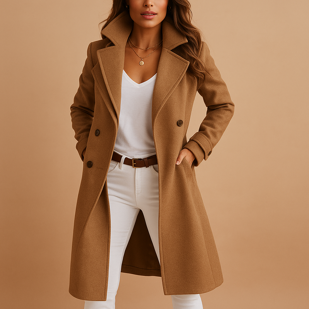 Women’s Long Trench Coat with Buttons | Tailored Overcoat