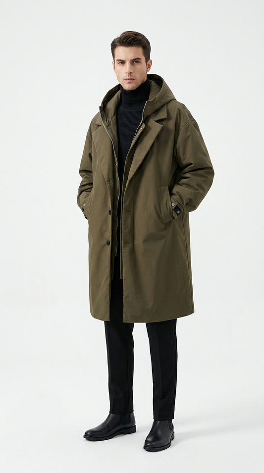 Men's Winter Long Coat | Hooded