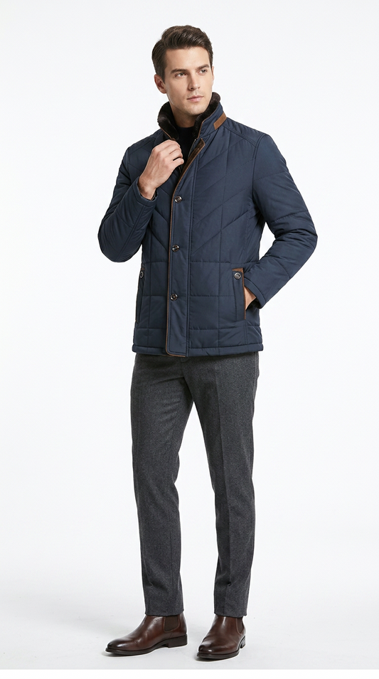 Men's Quilted Winter Coat | Warm Elegance, Timeless Style
