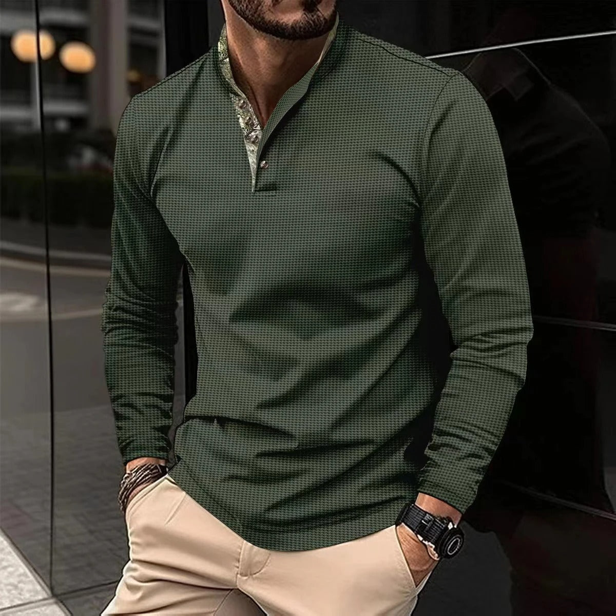 Men's Stylish Long Sleeve Polo | Trendy Look